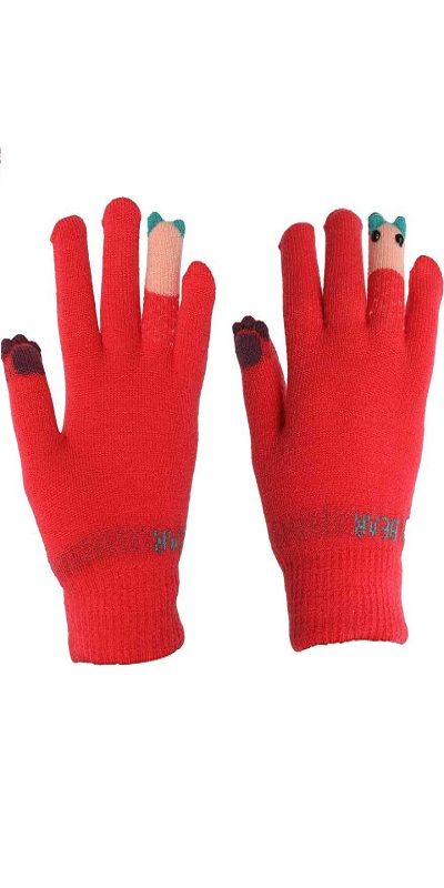 Woven Winter Women Gloves red